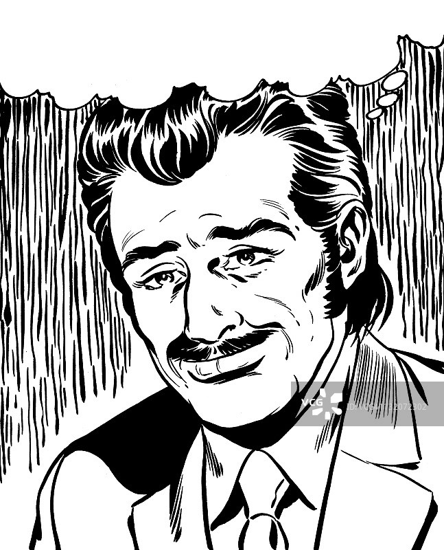 带思考气球的胡子男图片素材