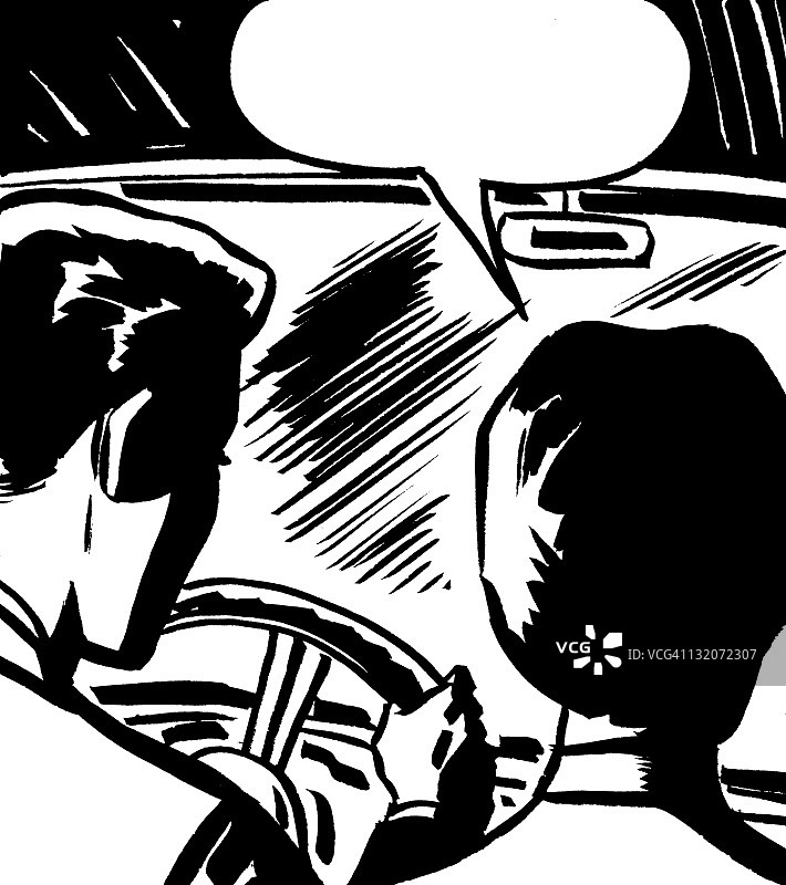 男人和女人开车与对话气球图片素材