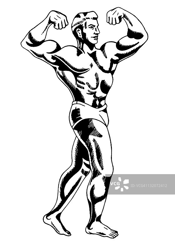 健壮的男人展示肌肉图片素材