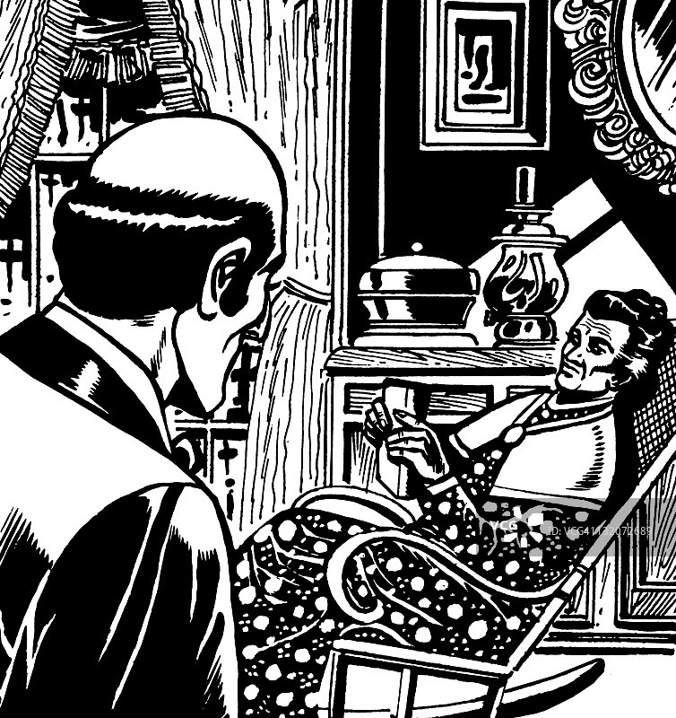 秃头男人和年长的女士图片素材