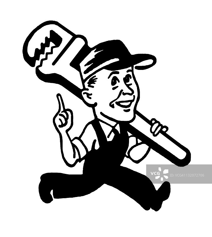 水管工与大扳手图片素材