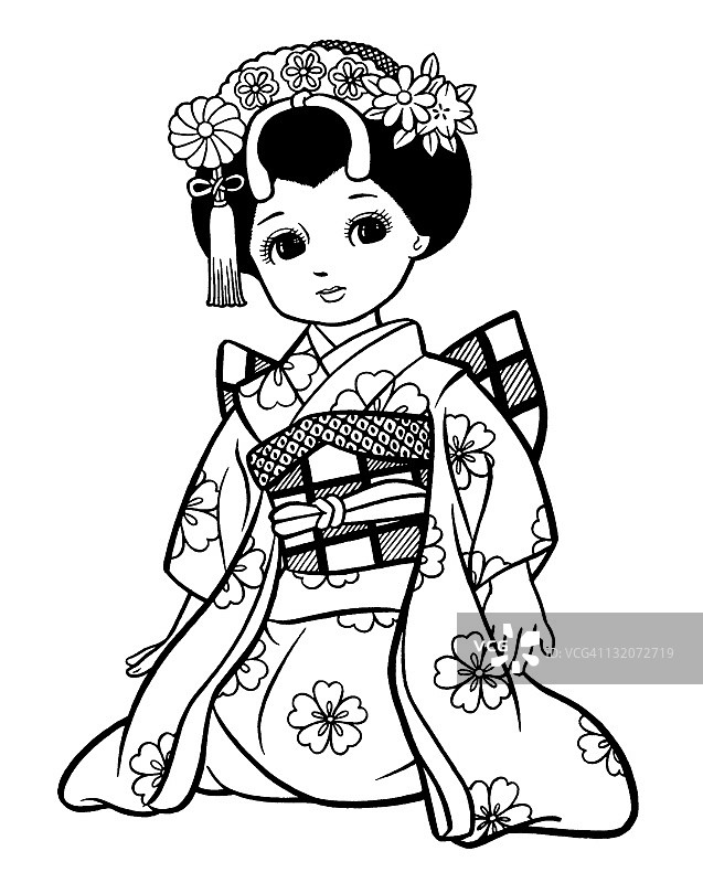 装扮成艺伎的日本女孩图片素材