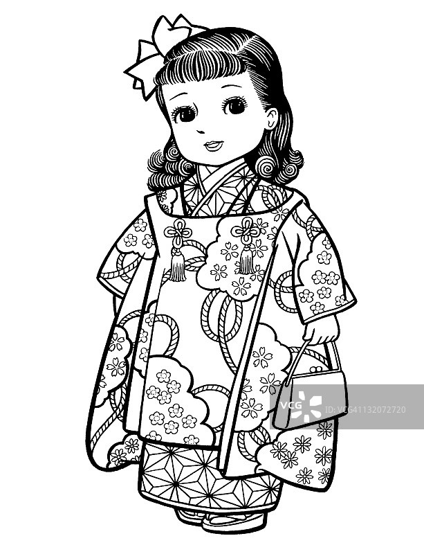 装扮成艺伎的日本女孩图片素材