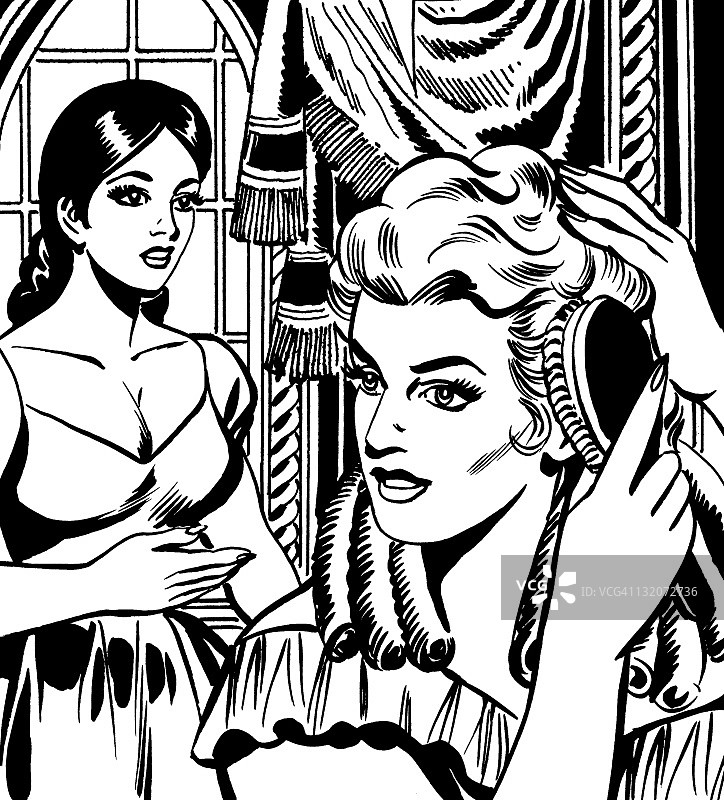 两个女人在交谈并准备图片素材