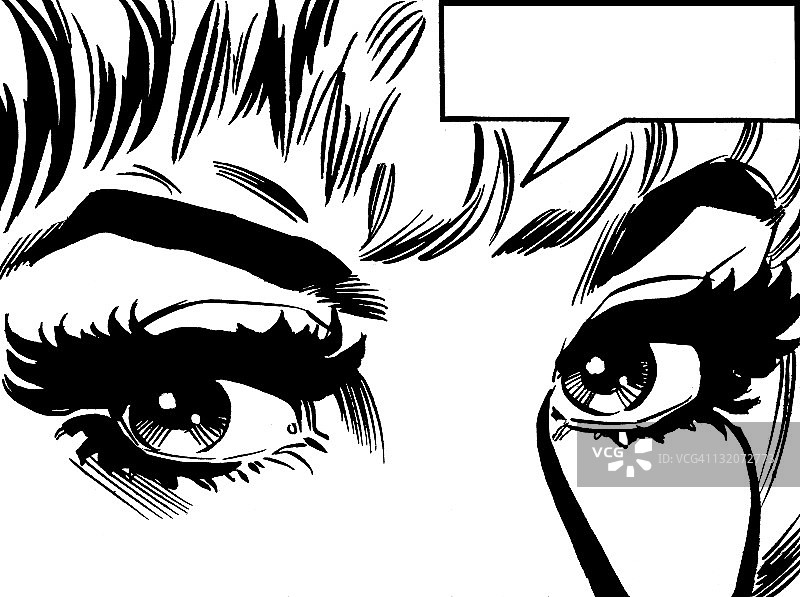 女人的眼睛和气泡对话框特写图片素材