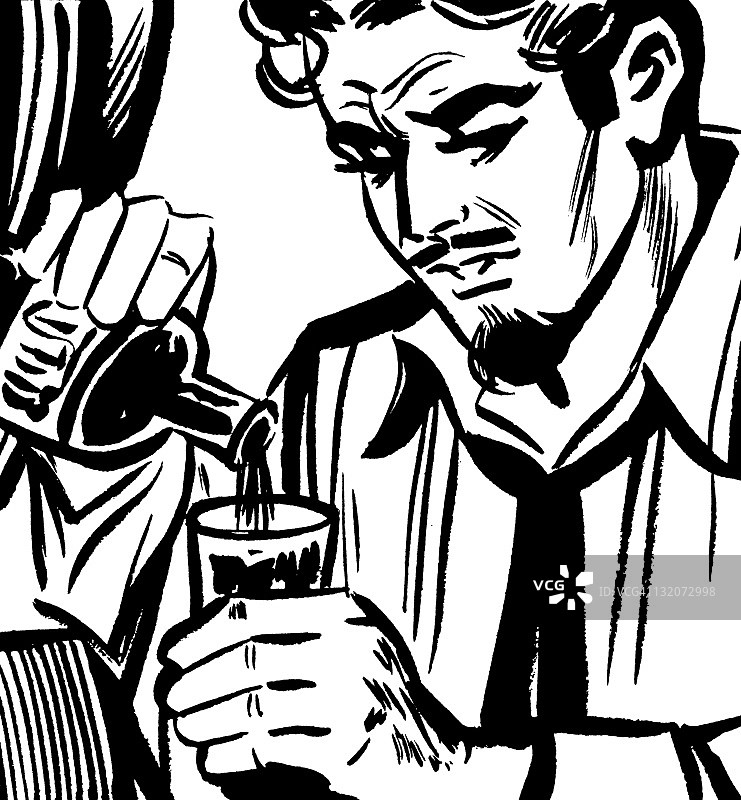 山羊胡男人在倒饮料图片素材