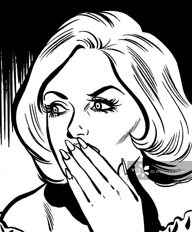 震惊的金发女子捂住嘴图片素材