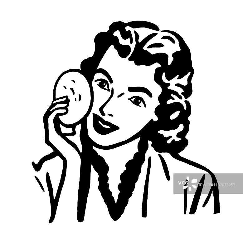 女人手拿粉扑图片素材