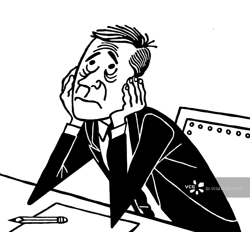 办公桌前焦虑的男人图片素材