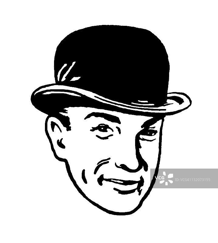 戴着圆顶硬礼帽的男人图片素材