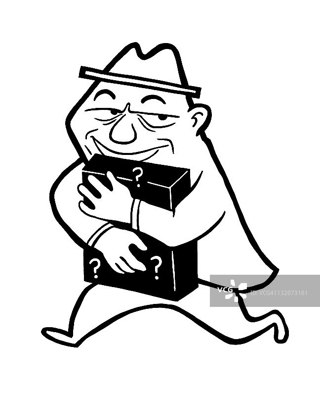 抱着盒子逃跑的男人图片素材