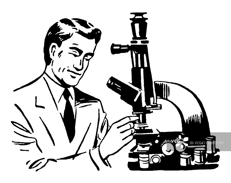 男人和显微镜图片素材