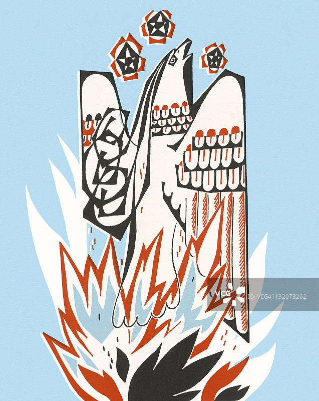 从火焰中升起的鸟图片素材