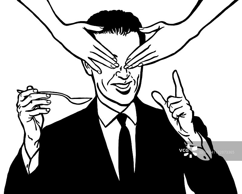 用手遮住眼睛做手势的男人图片素材