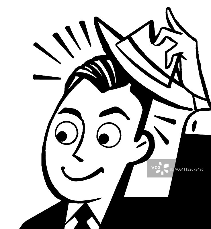 男人抬帽子致意图片素材