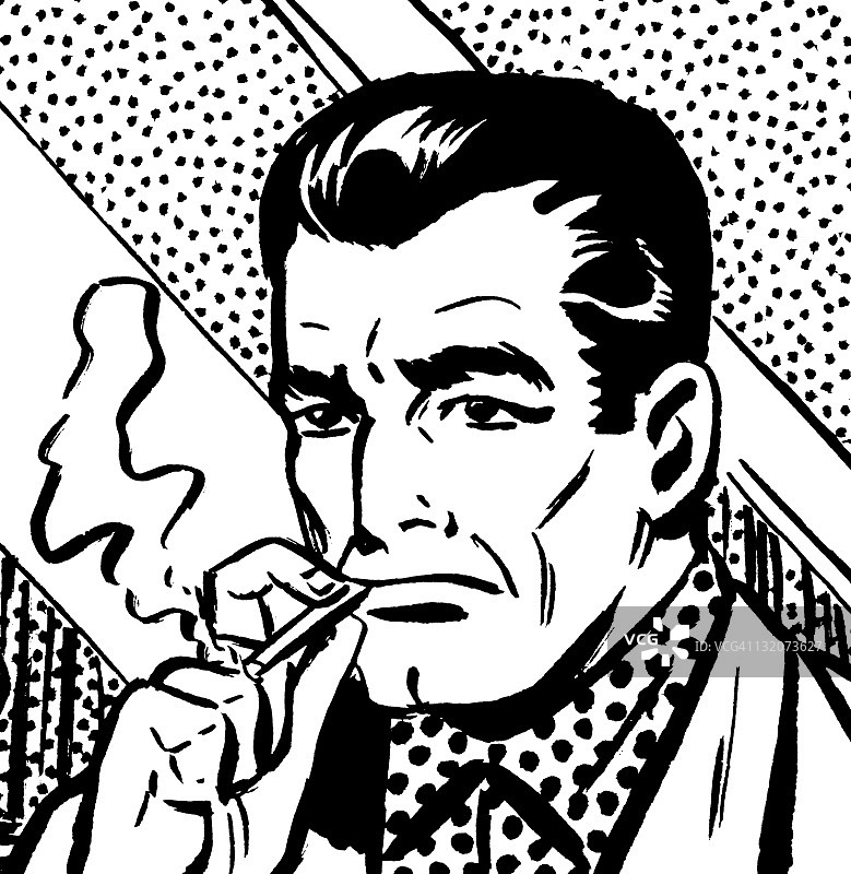 抽烟的黑发男人图片素材