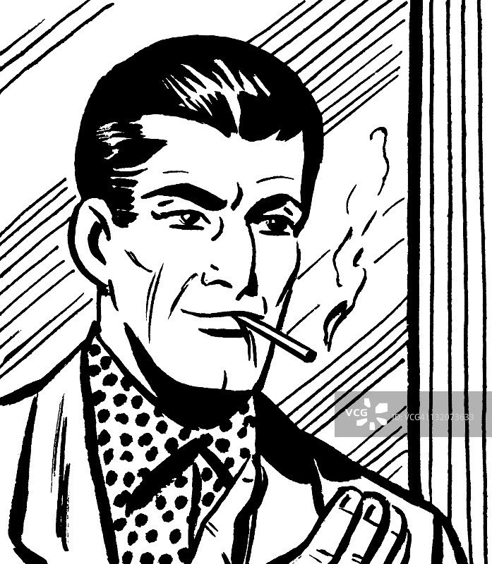 抽烟的黑发男人图片素材