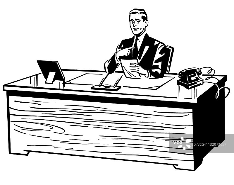 男人坐在桌旁做手势图片素材