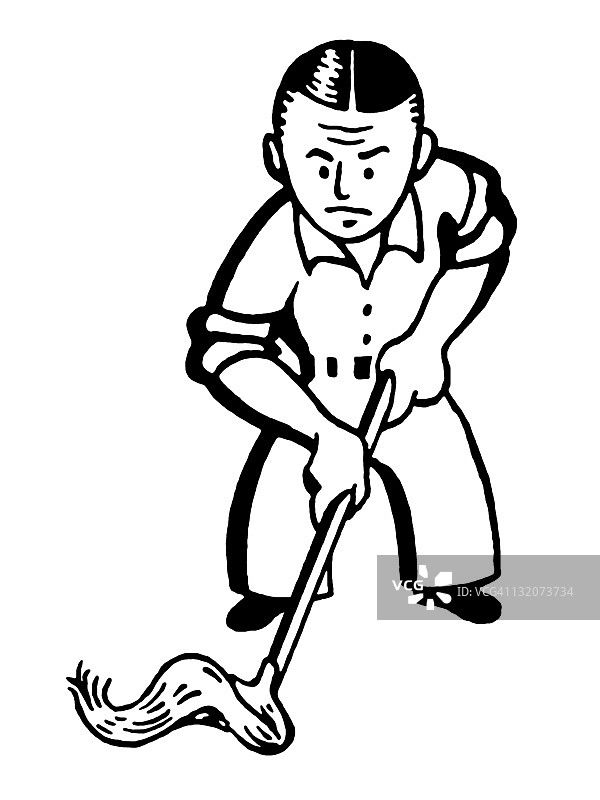 男人拖地图片素材