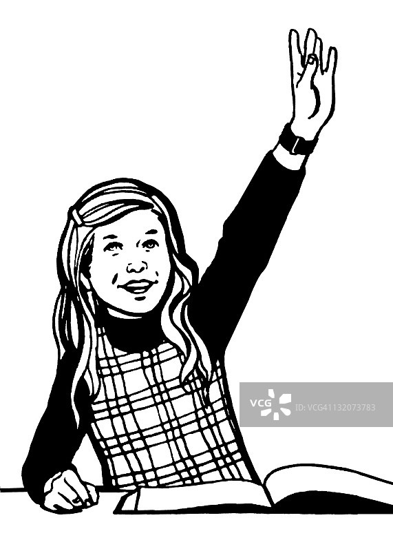 举手的女孩图片素材