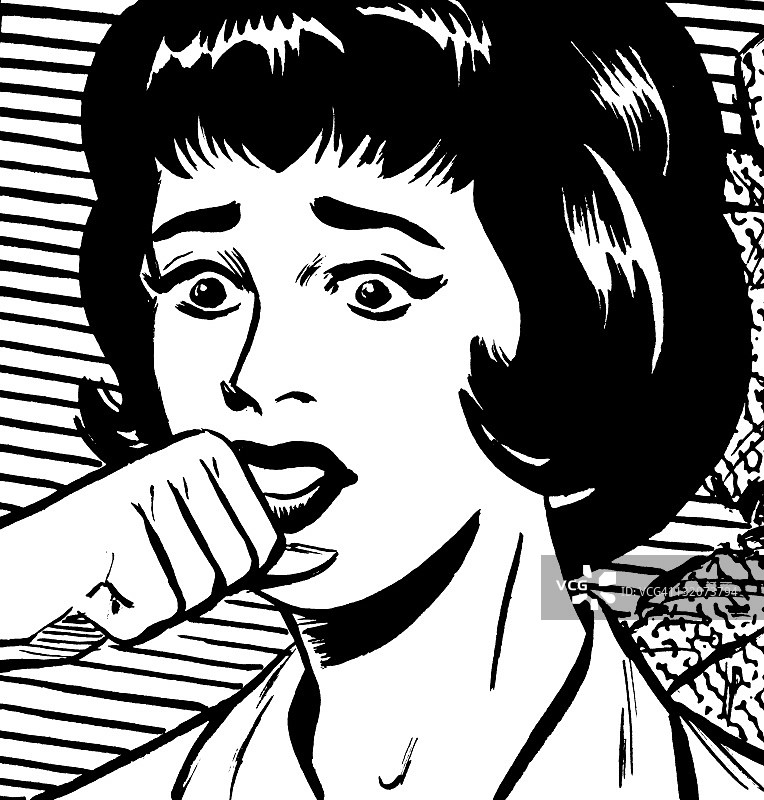 举着拳头，受到惊吓的女人图片素材