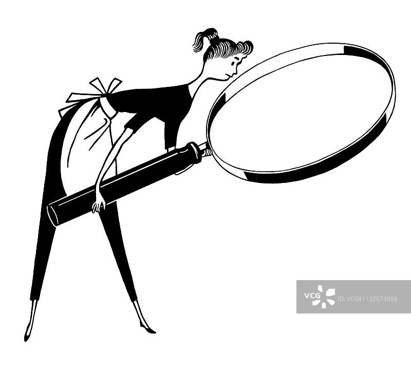 拿着放大镜的女人图片素材