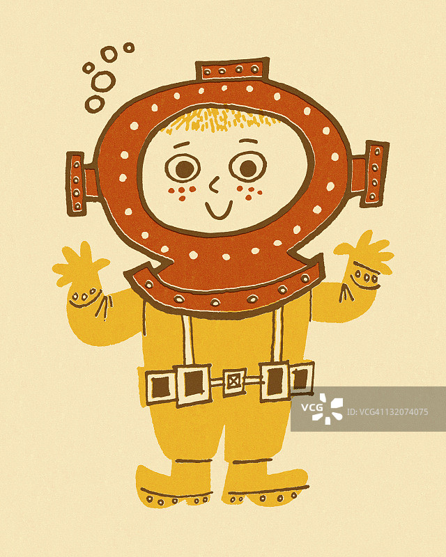 戴潜水头盔的男孩图片素材