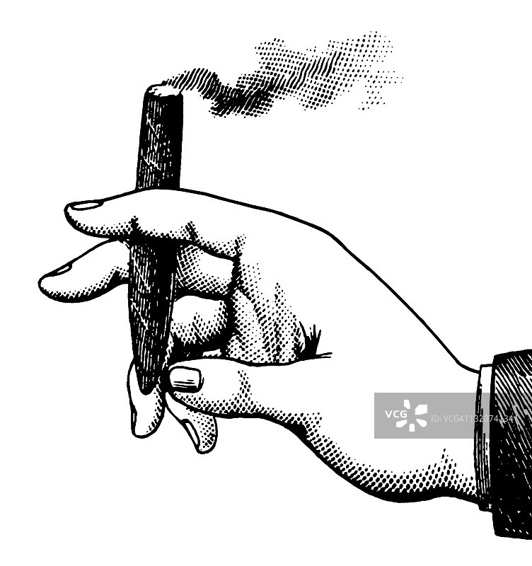 手持雪茄图片素材