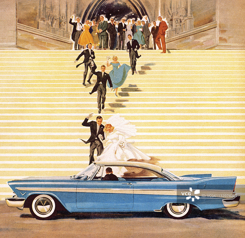 新婚夫妇离开教堂图片素材