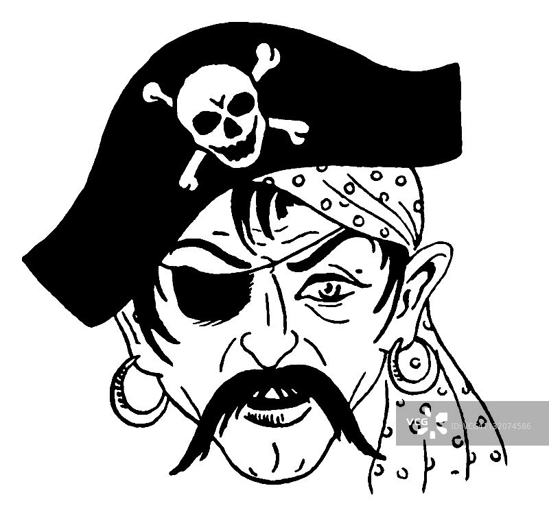 戴眼罩和胡子的海盗图片素材