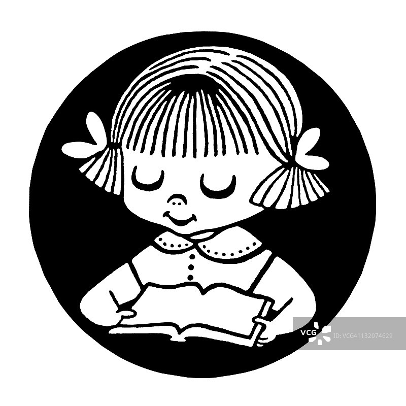小女孩读书图片素材