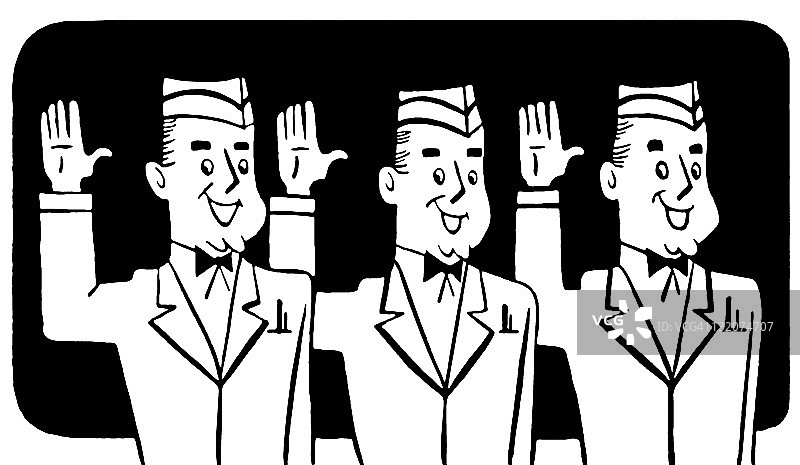 三个穿制服的男人图片素材