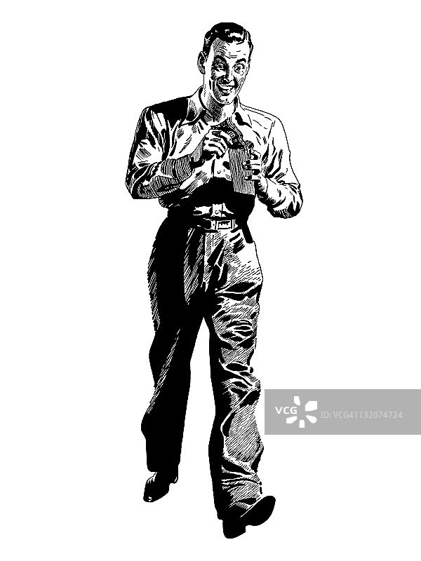 拿着钱走路的男人图片素材