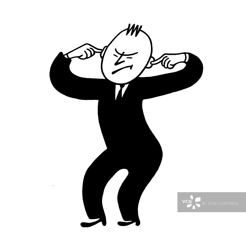 捂住耳朵的男人图片素材