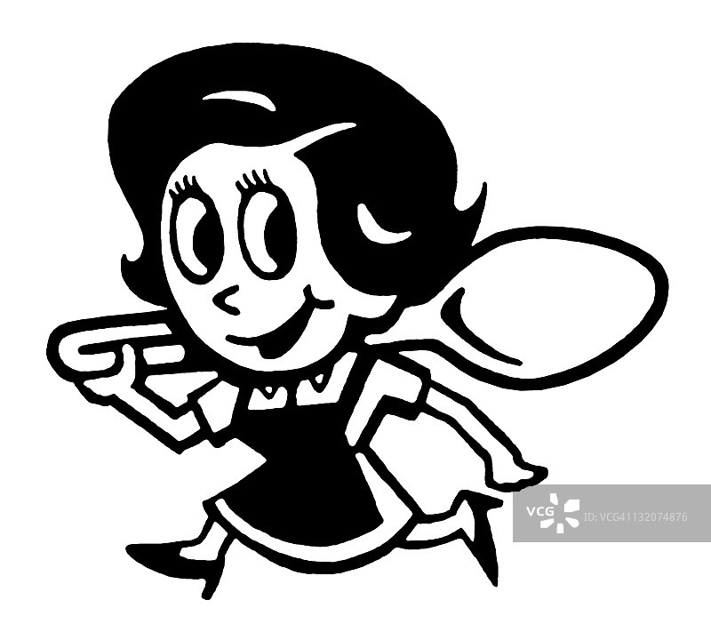 拿着大勺子的女人图片素材