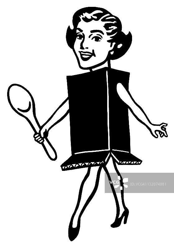 戴着纸板箱的女人图片素材