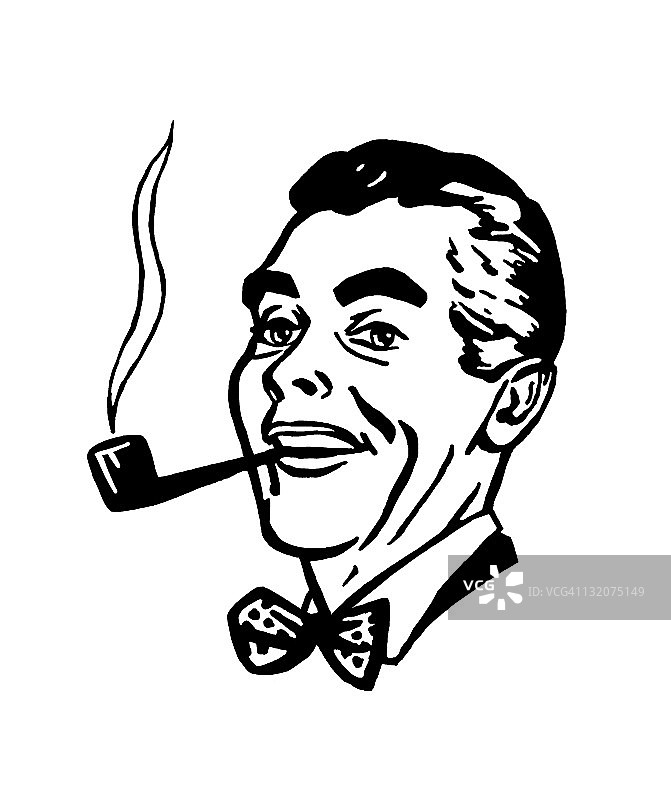 戴领结的男人抽烟斗图片素材