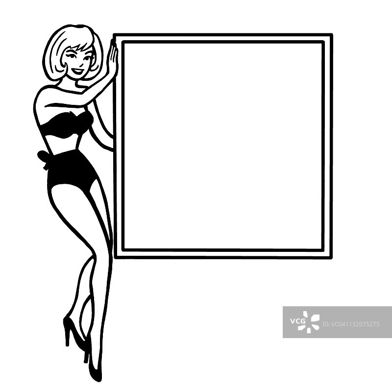 穿比基尼的女人举着牌子图片素材