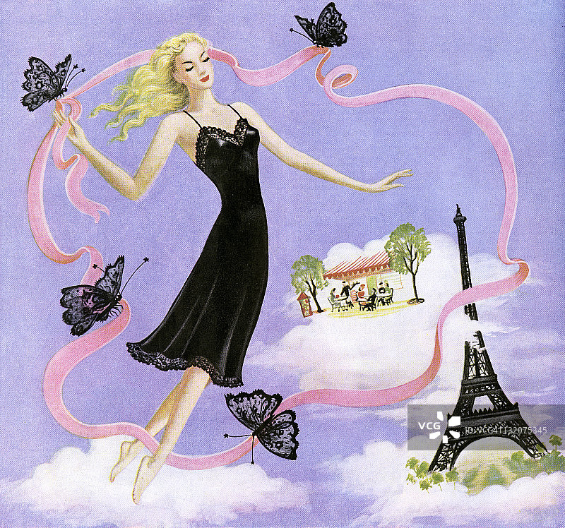 女人穿着黑色衬裙图片素材