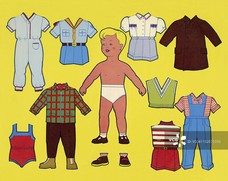 纸娃娃男孩和服装图片素材