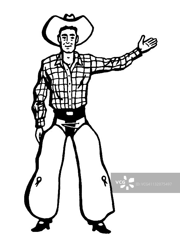 戴着牛仔套裤的牛仔图片素材