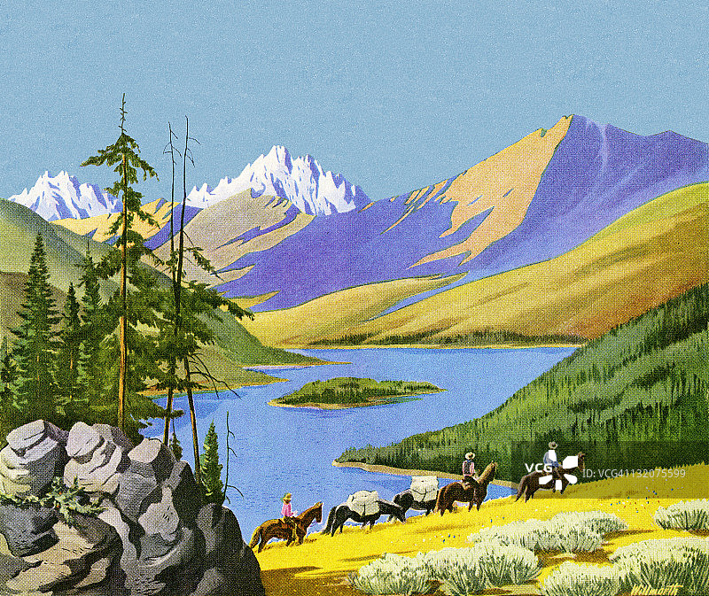 山中骑马图片素材