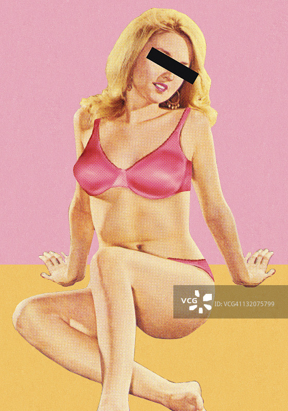 穿比基尼的女人，眼睛被遮挡图片素材