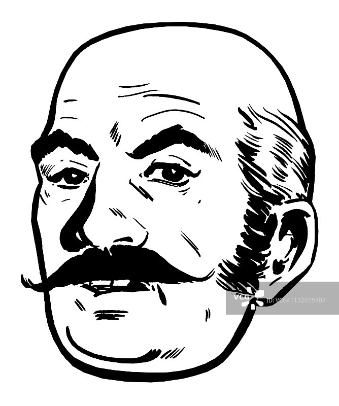 留胡子的秃头男人特写图片素材