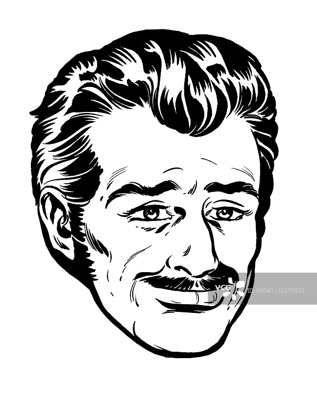 微笑的胡子男人特写图片素材