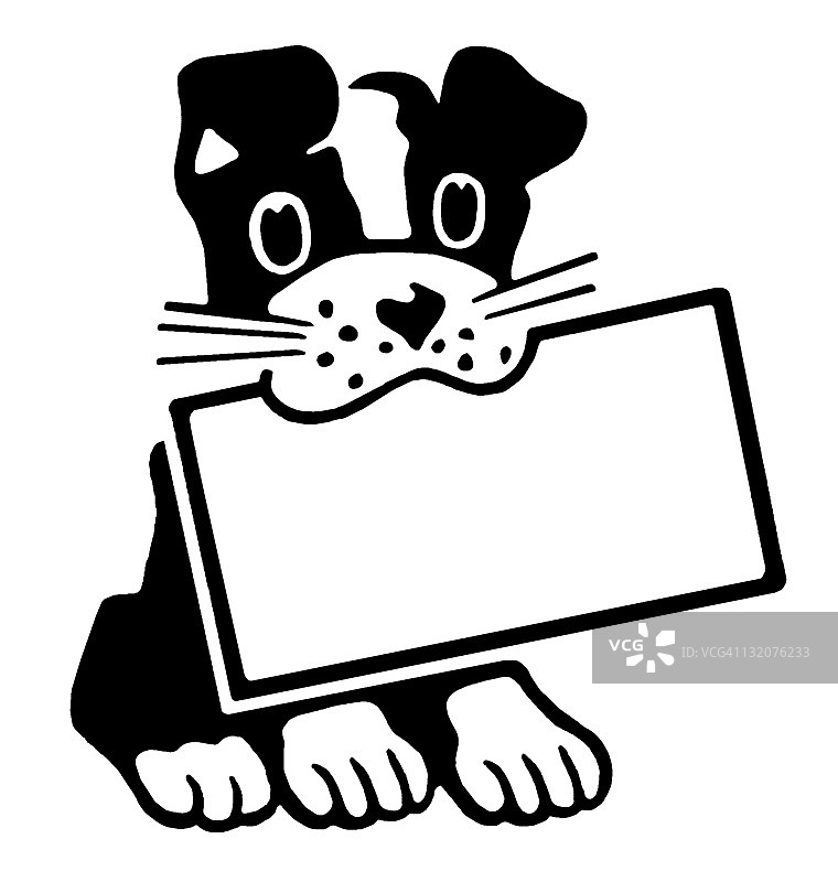 可爱的狗狗举着空白标牌图片素材