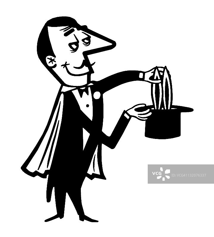 魔术师从帽子里拉出兔子图片素材