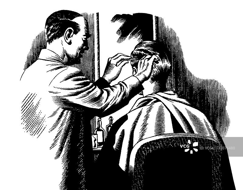 理发师理发图片素材