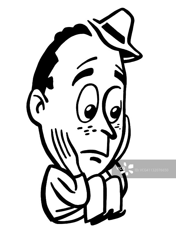 悲伤的男人坐着向下看图片素材