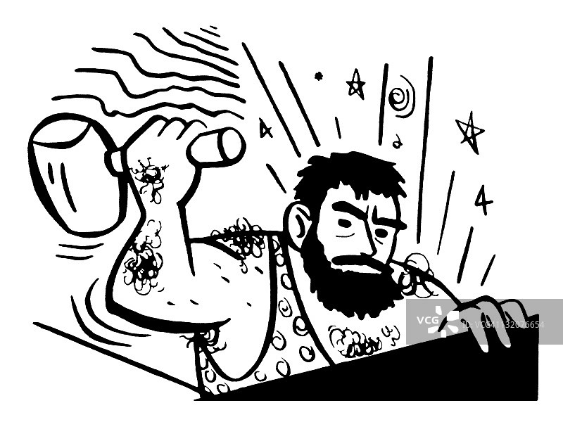 用槌敲击的穴居人图片素材